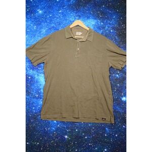 Faherty‎ Brand Polo Shirt Mens XL Olive Green Pocket Garment Dyed Slub Casual